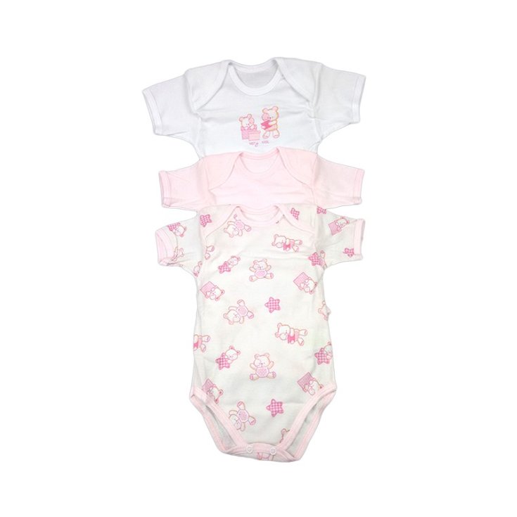 Tri pack body intimo neonata mezza manica Pastello BY3432T-R 6 m