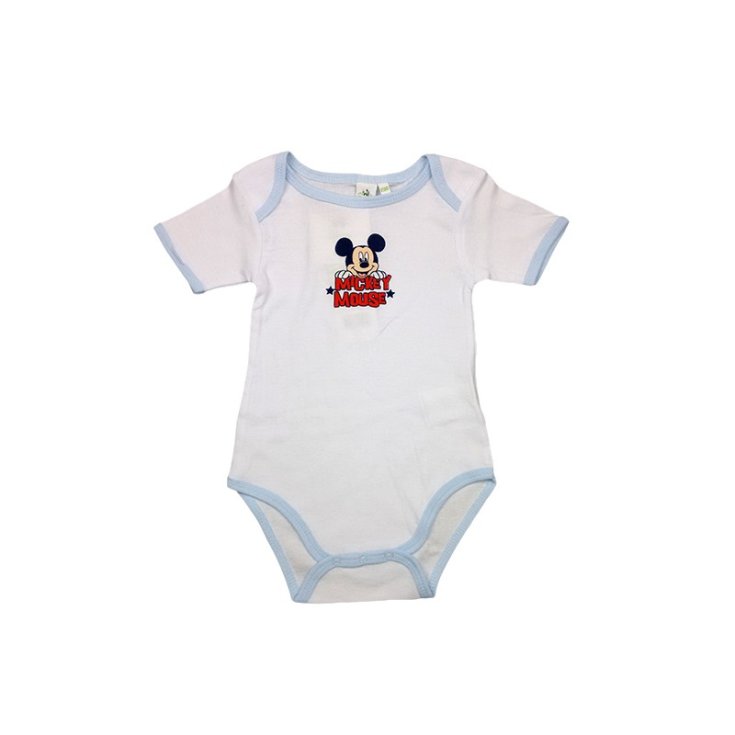 Disney Baby Body Intimo Topolino  In Cotone Colore Bianco-Celeste 23 Mesi