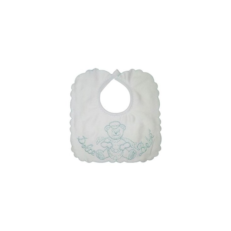 Nancy Baby Bavetta Quadrata Con Ricamo Colore Bianco-Verde 1 Pezzo