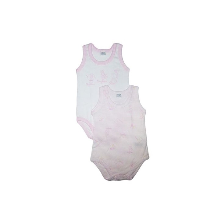 Bi-pack body bodino intimo bimba neonata senza manica Ellepi AF4722-R 18 m