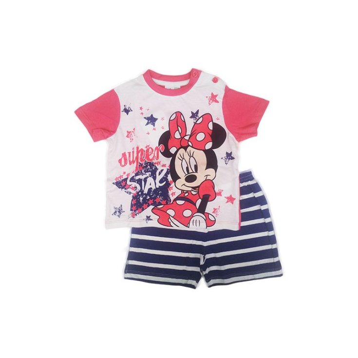 Pigiama maglia maglietta pantaloncino bimba neonato Disney baby Minnie blu 12 m