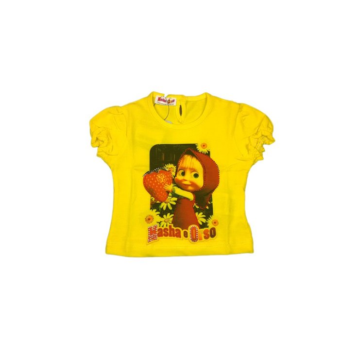 T-shirt maglia maglietta bimba neonata Masha e orso giallo 12 m