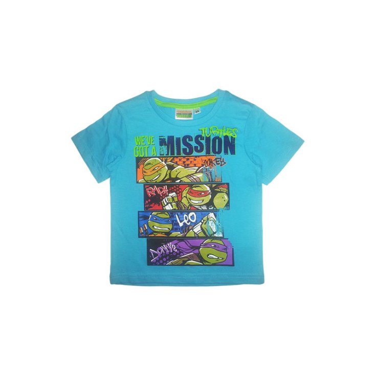 T-shirt maglia maglietta bimbo bambino Tartarughe Ninja azzurro 6A