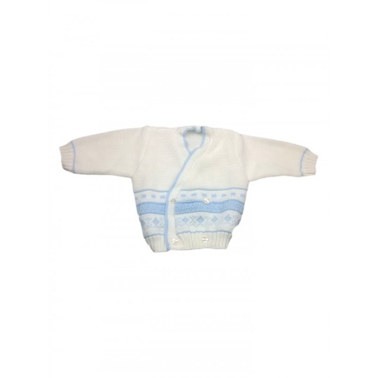 Cardigan scaldacuore incrociatino coprifasce lana La Rocca bimbo neonato bianco cielo TU