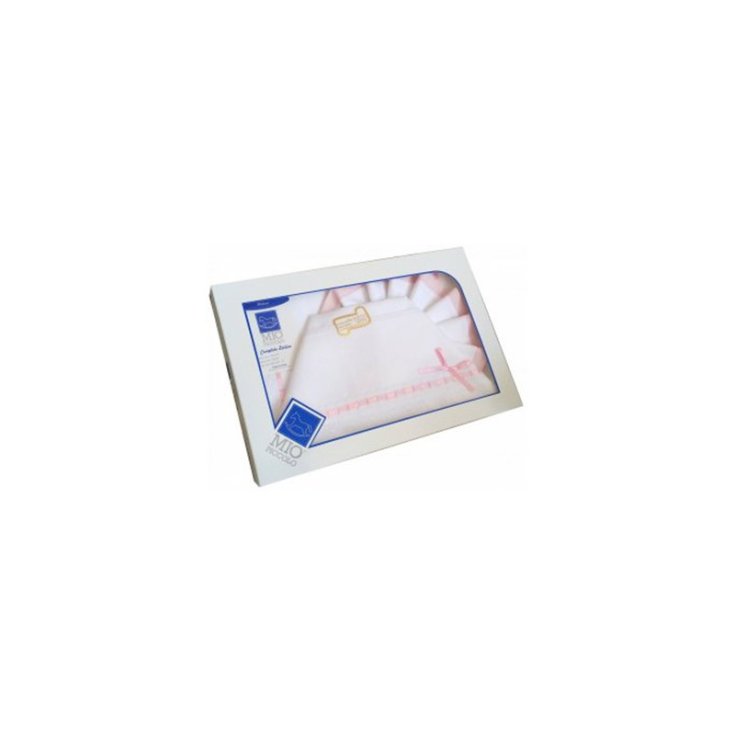 Completo culla carrozzina Mio Piccolo bimbo neonato lenzuolo aida bianco rosa TU