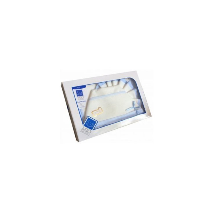 Completo culla carrozzina Mio Piccolo bimbo neonato lenzuolo aida panna cielo TU