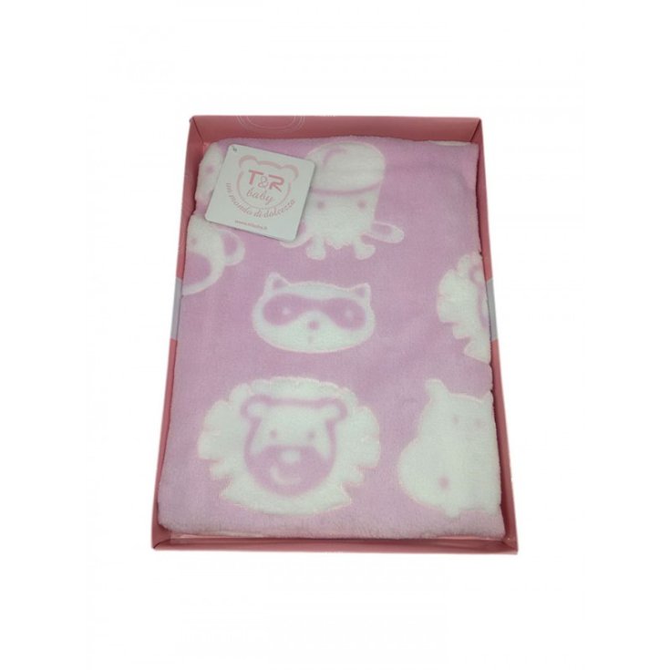 Copertina coperta pile T&R baby lettino culla bimba neonato panna rosa TU