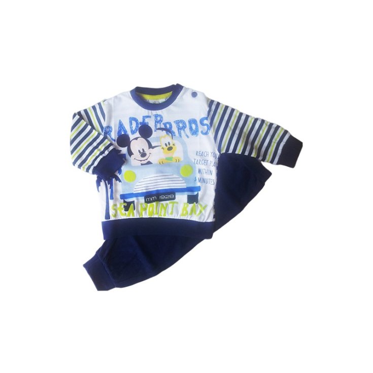 Pigiama maglia maglietta pantalone bimbo neonato Disney baby Mickey blu  12 m