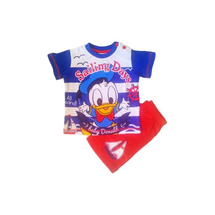 Pigiama maglia maglietta pantaloncino bimbo neonato Disney baby Paperino bluette 36 m