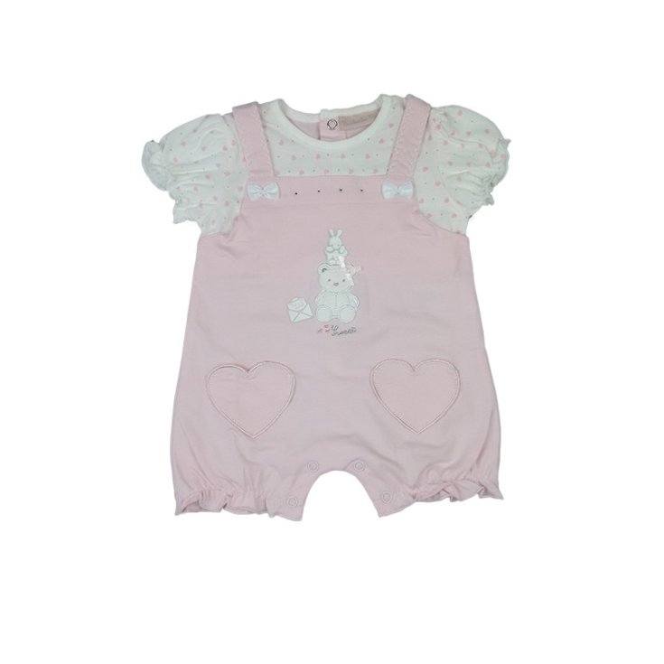 Pagliaccetto tutina  bimba neonato mezza manica rosa Bidibimbo Chic 3 - 6 m