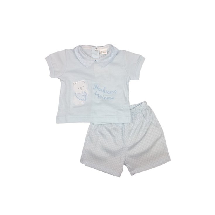 Completo maglia maglietta pantaloncino  bimbo neonato Birillini cielo 6 m