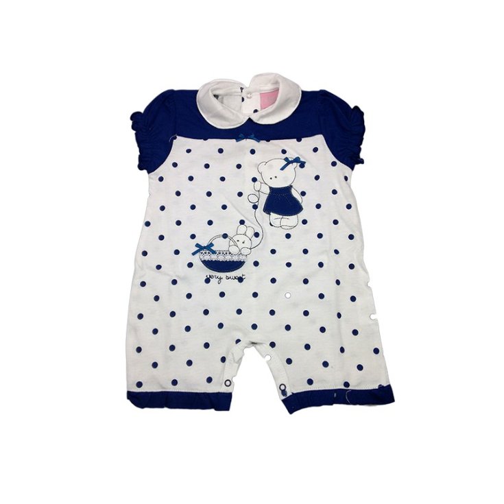 Pagliaccetto tutina  bimba neonato mezza manica bianco blu i Batuffolini 2 - 6 mesi