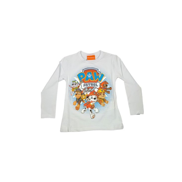 T-shirt maglia maglietta cotone bielastico bimbo bambino Paw Patrol bianco 3A