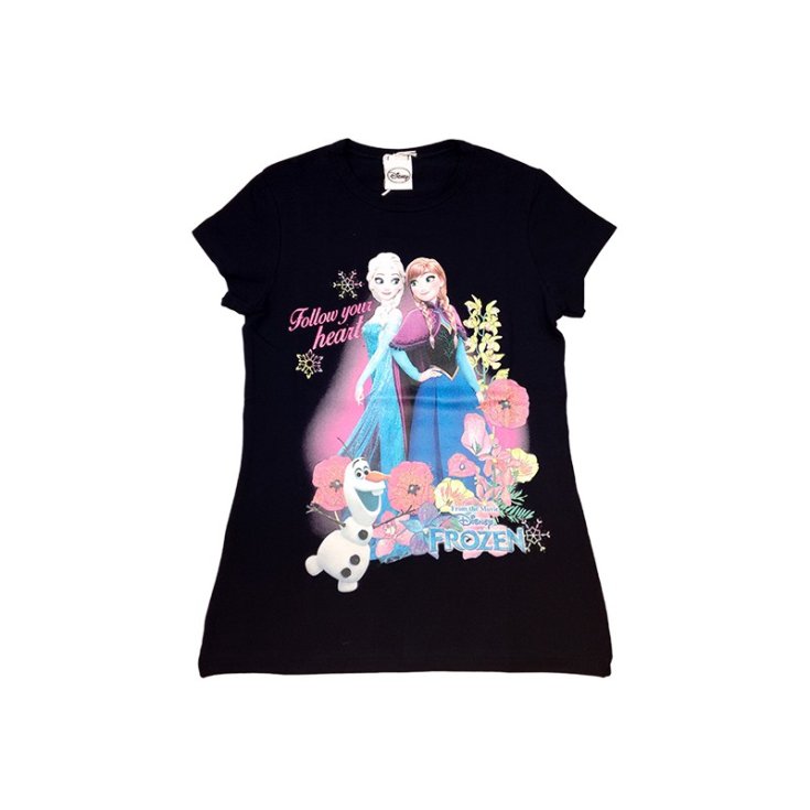 T-shirt maglia maglietta cotone bielastico bimba bambina Disney Frozen blu 6A