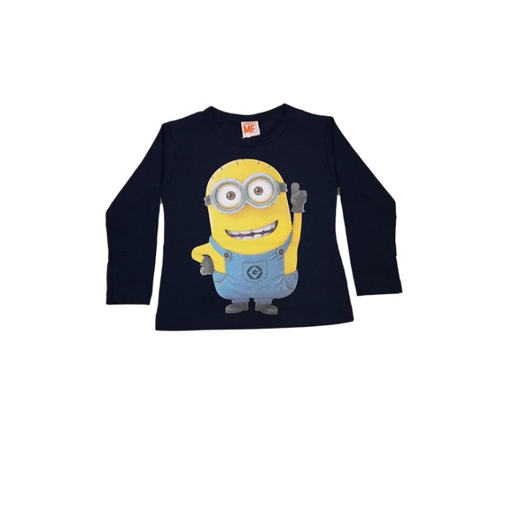 T-shirt maglia maglietta cotone bielastico bimbo bambino Minions blu 8A