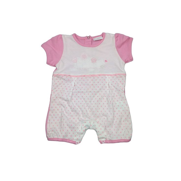 Pagliaccetto tutina bimba neonato mezza manica bianco rosa Pastello 9 -12 m