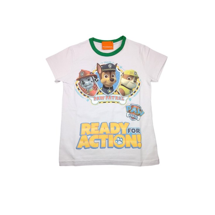 T-shirt maglia maglietta cotone bielastico bimbo bambino Paw Patrol bianco 2A