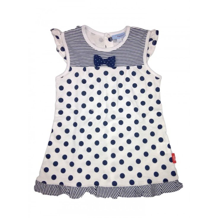 Abitino bimba neonato senza manica volant Yatsi bianco pois blu 9 m