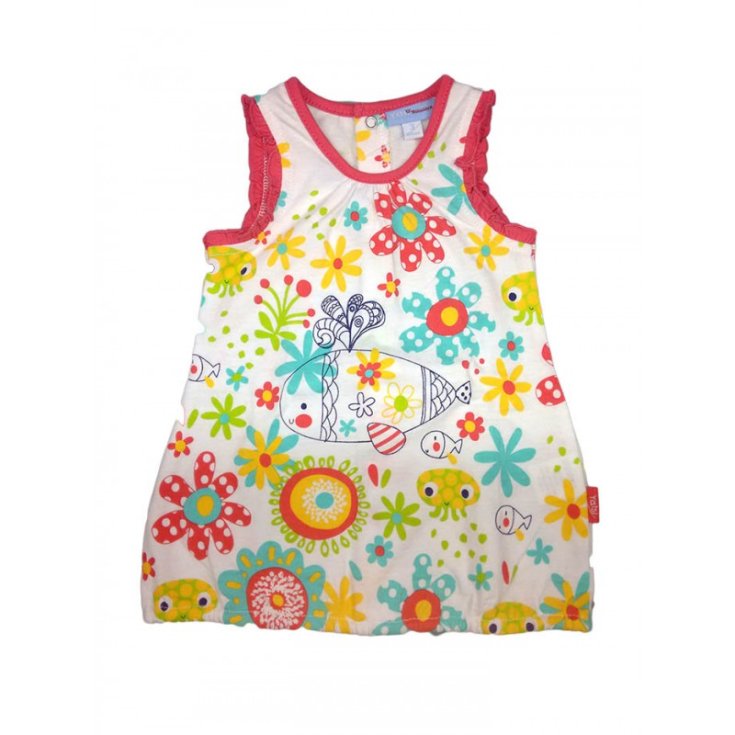 Abitino bimba neonato senza manica Yatsi bianco fantasia 9 m