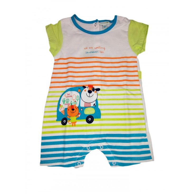 Pagliaccetto tutina bimbo neonato mezza manica Yatsi bianco fantasia azzurro 18 m