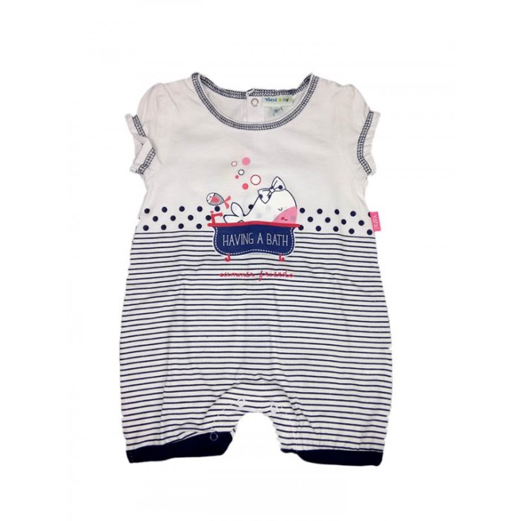 Pagliaccetto tutina bimba neonato mezza manica Yatsi bianco blu 12 m