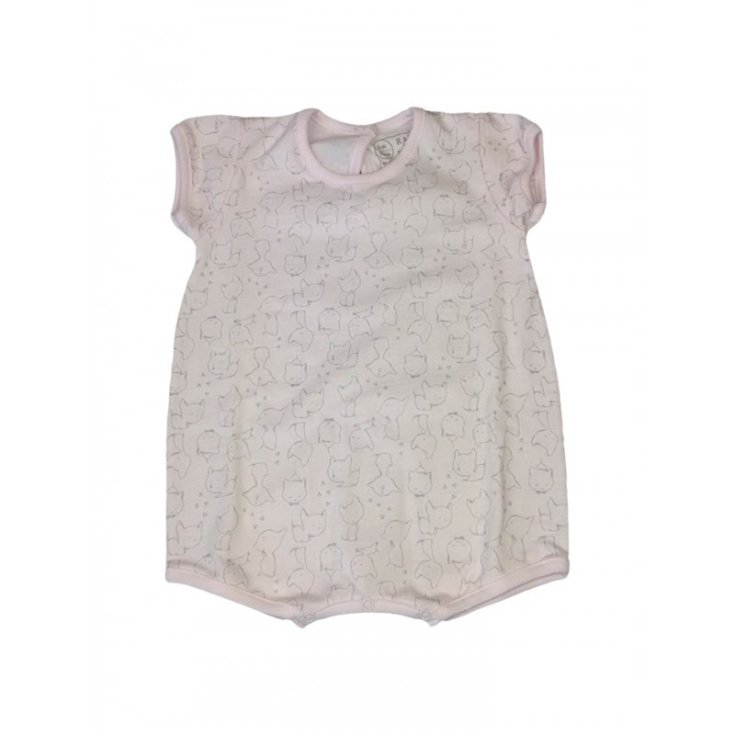 Pagliaccetto tutina bimba neonato mezza manica Rapife rosa 6 m