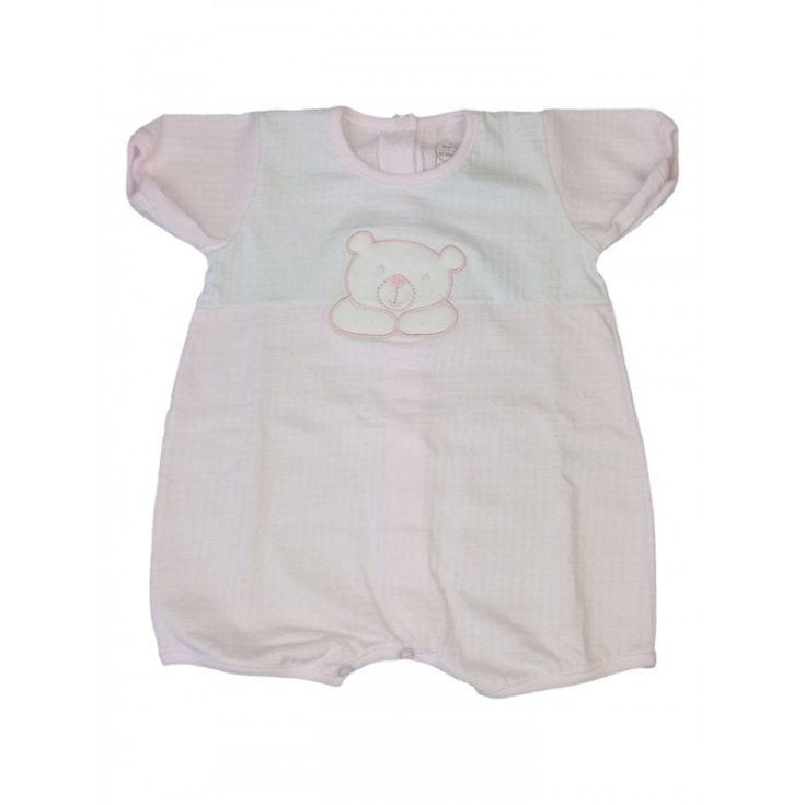 Pagliaccetto tutina bimba neonato mezza manica Rapife bianco rosa 3 m
