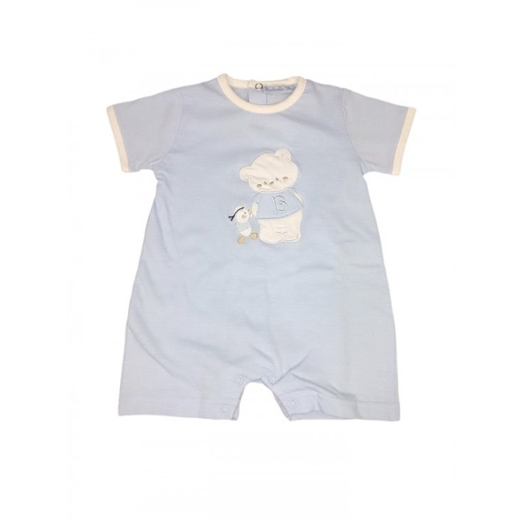 Pagliaccetto tutina bimbo neonato mezza manica Bidibimbo Chic cielo 6 - 9 m