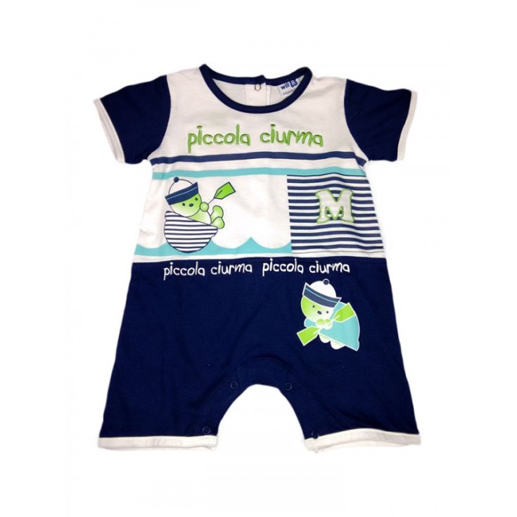 Pagliaccetto tutina bimbo neonato mezza manica Will B bianco blu 6 - 9 m