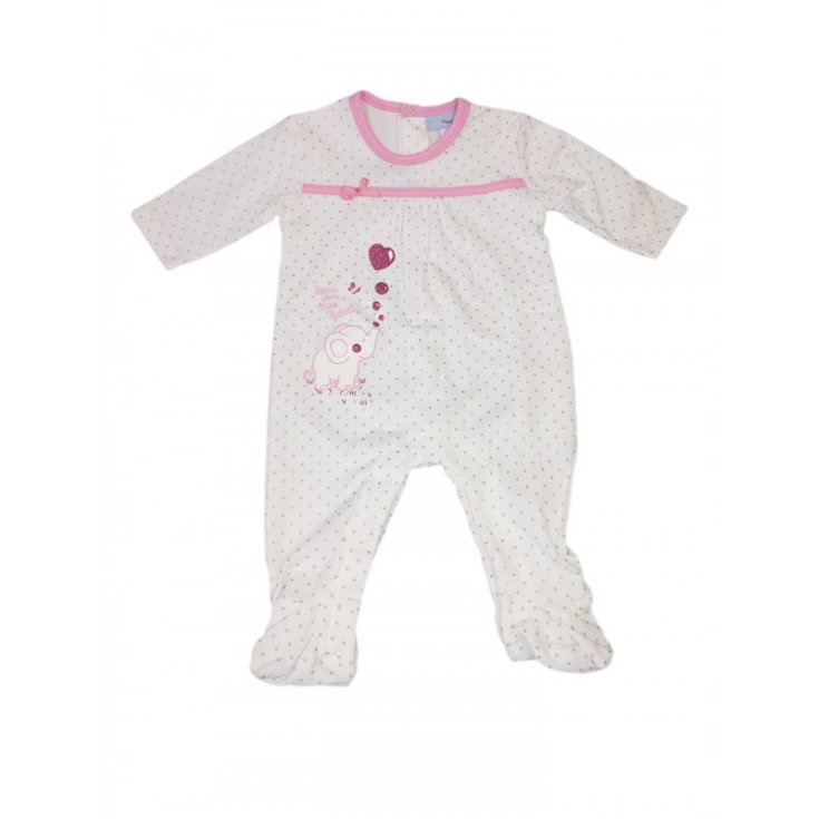 Tuta tutina cotone bimba neonato Yatsi bianco pois grigio 1 m
