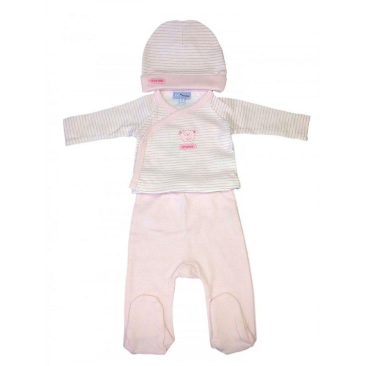 Completo 3pz tshirt incrociatino ghettina e cappellino bimba neonato Yatsi rosa 3 m