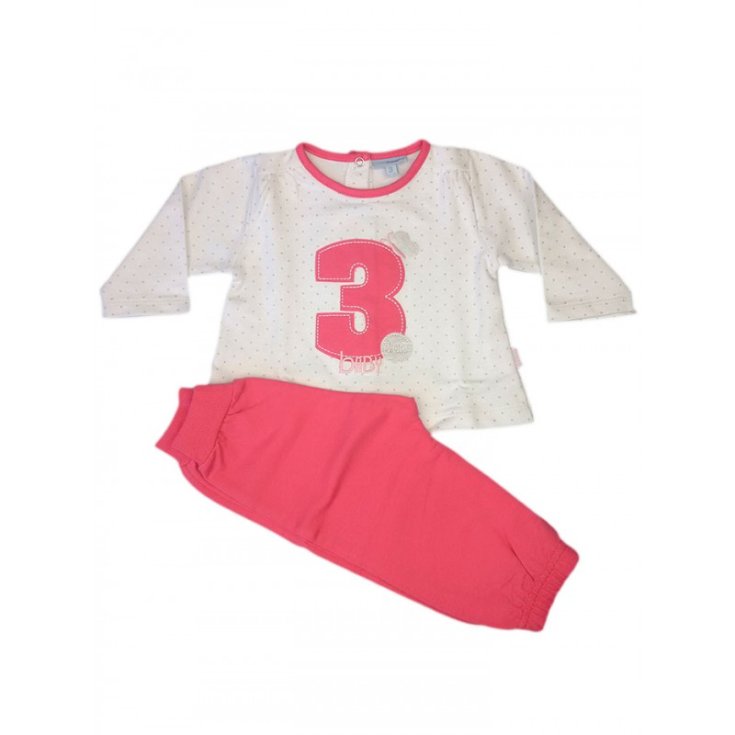 Completo tuta 2pz maglia maglietta pantalone bimba neonato Yatsi rosa fucsia 6 m