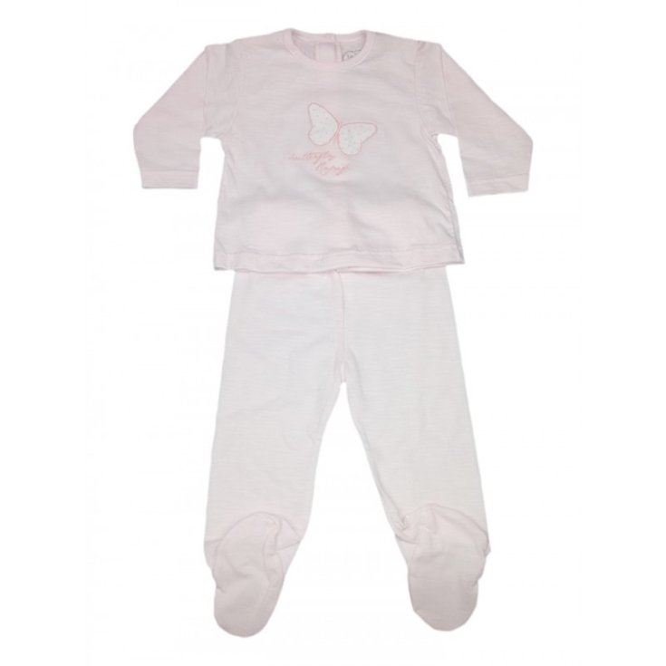 Completo 2pz tshirt e ghettina bimba neonato Rapife rosa 1 m