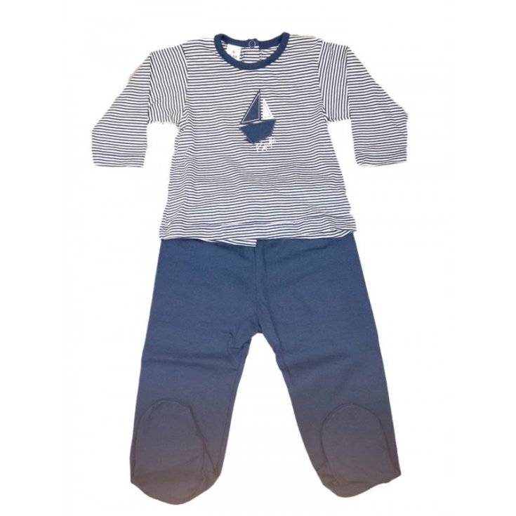 Completo 2pz tshirt e ghettina bimbo neonato Rapife bianco blu 6 m