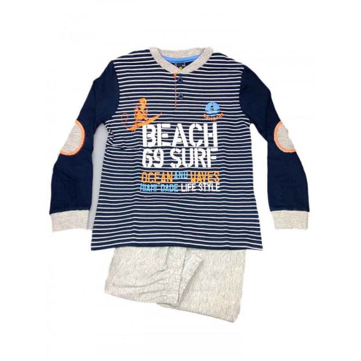 Pigiama maglia maglietta pantalone bimbo bambino Navigare grigio blu 5A