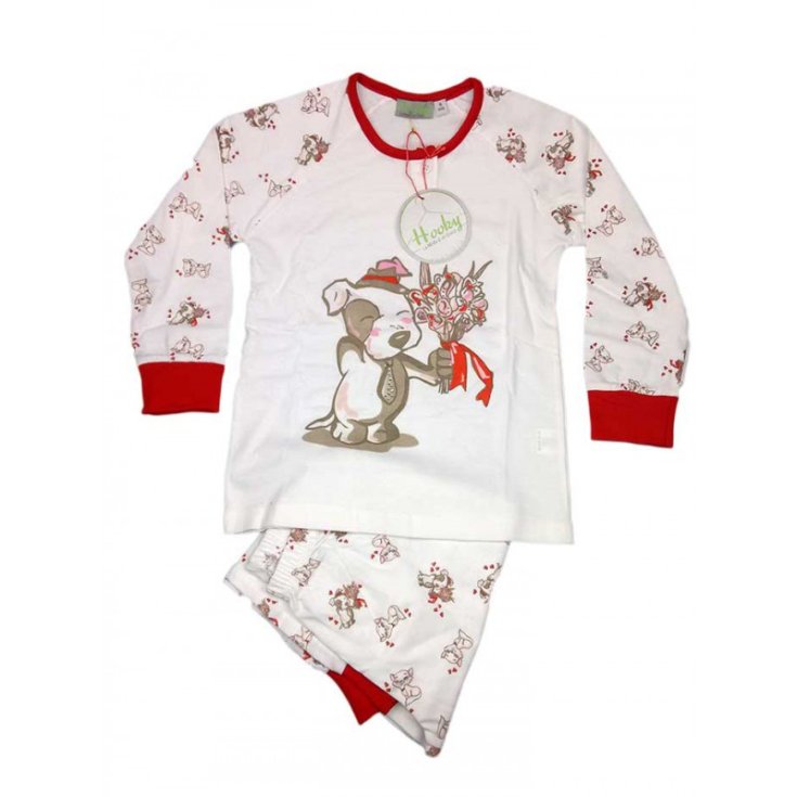 Pigiama maglia maglietta pantalone bimba bambina Hooky bianco rosso 4A
