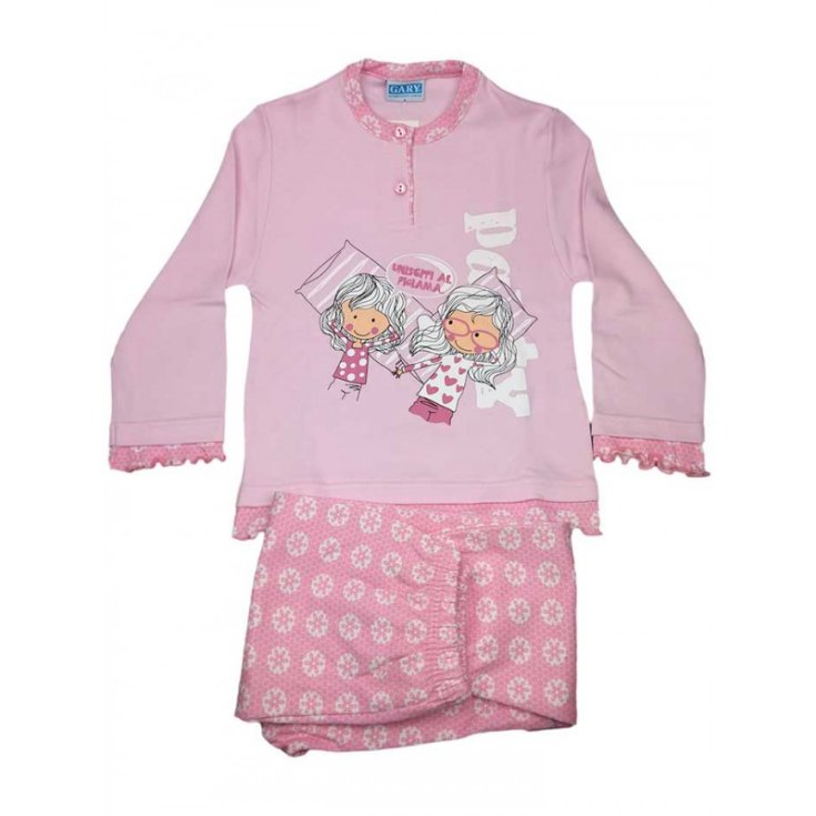 Pigiama maglia maglietta pantalone bimba bambina Gary rosa 4A