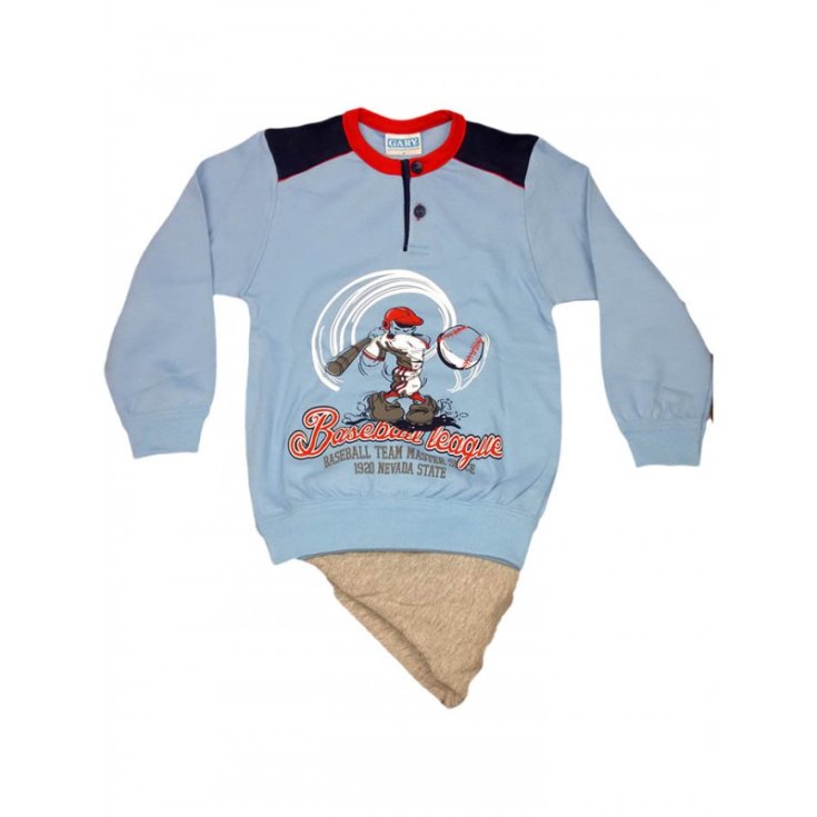 Pigiama maglia maglietta pantalone bimbo bambino Gary cielo grigio 4A