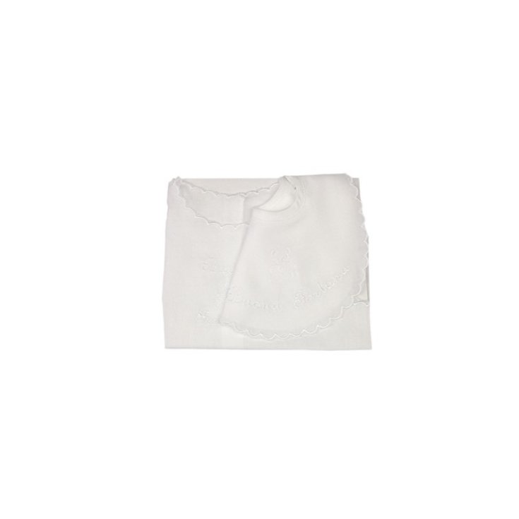 Set bavetta bavaglino + camicia camicina della fortuna giro manica bimbo bimba neonato Birillini seta bianco TU