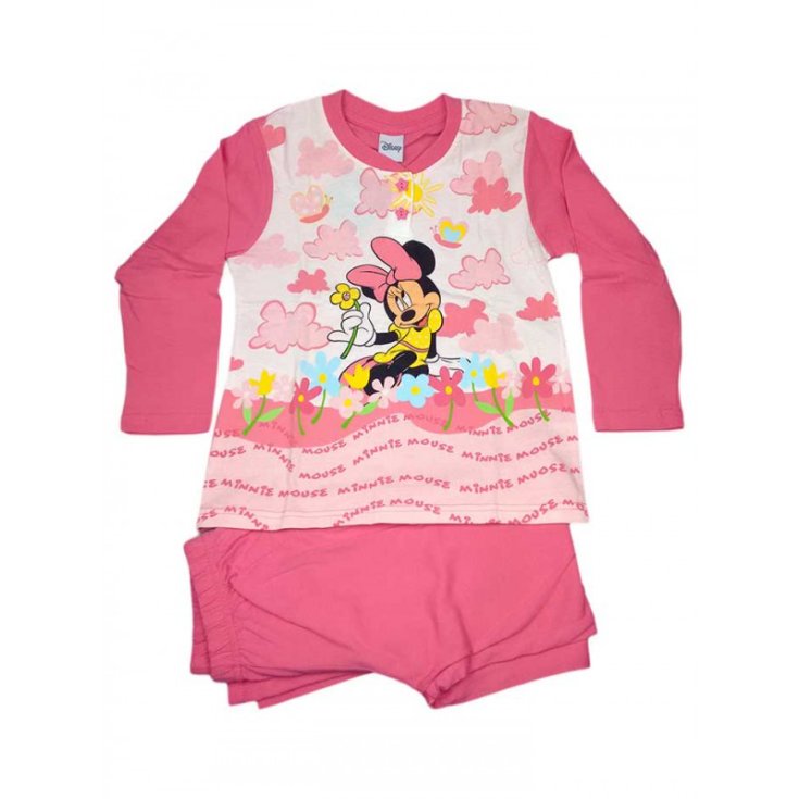 Pigiama maglia maglietta pantalone bimba bambina Disney Minnie  bianco rosa fucsia 6A