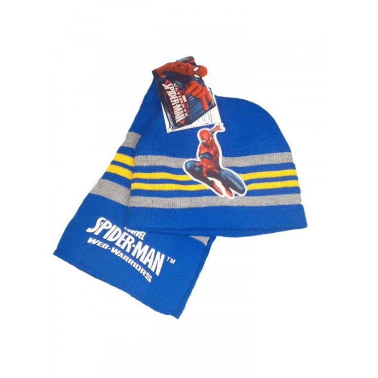 Set 2pz cappellino cappello sciarpa bimbo bambino Spiderman bluette 6-12 anni