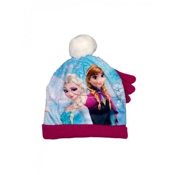 Set 2pz cappello cappellino  pon pon guanti bimba bambina Disney frozen prugna tg 54