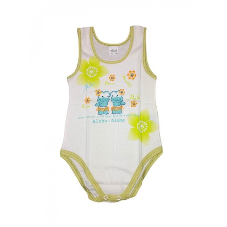 Body bodino intimo neonato bimba bimbo senza manica Ellepi bianco verdino 3A