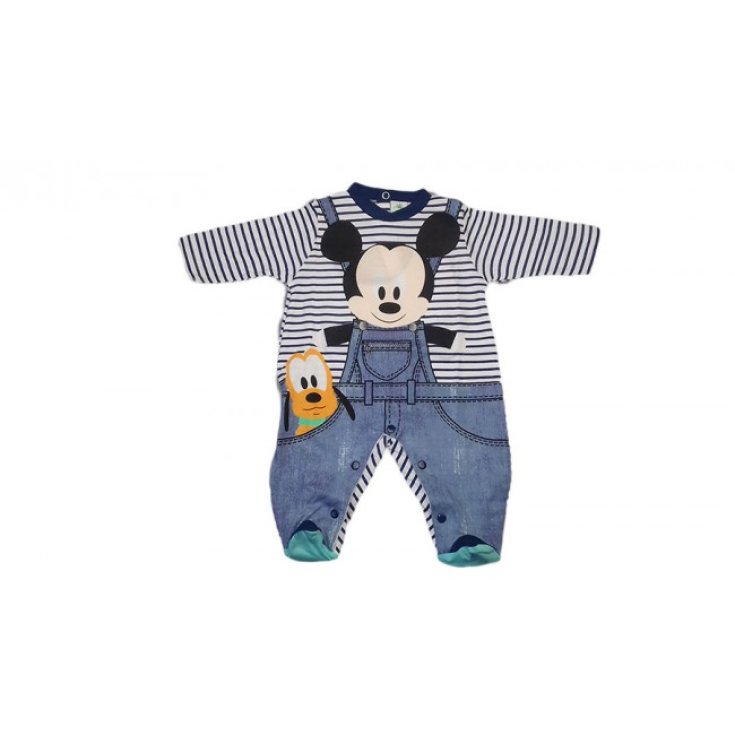 Disney Baby Tutina Topolino In Cotone Manica Lunga Colore Bianco-Blu 3-6 Mesi