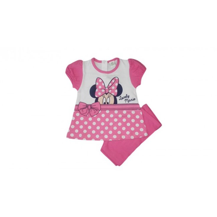 Completo 2pz cotone bimba neonato Disney baby Minnie bianco fucsia 12 m