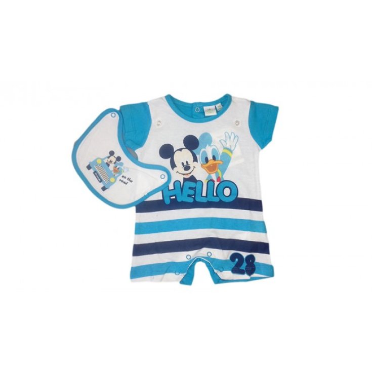 Pagliaccetto tutina bavetta bimbo neonato Disney baby Mickey Mouse azzurro 6 - 9 mesi