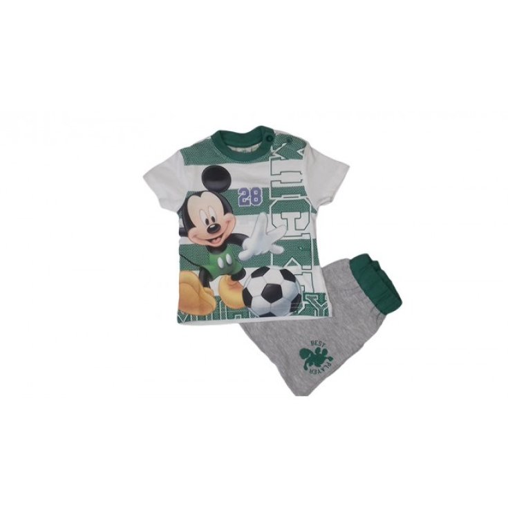 Completo 2pz cotone bimbo neonato Disney baby Mickey verde grigio 3 - 6 mesi