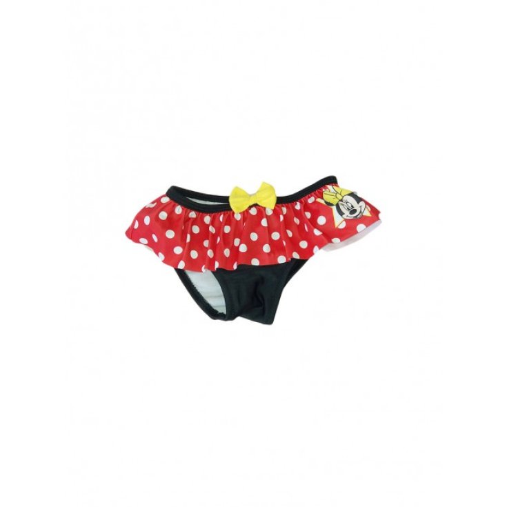 Costumino costume da bagno slip parigamba bimba bambina Disney Minnie rosso nero 24 m