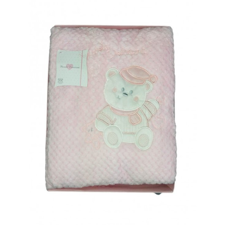 Copertina coperta T&R baby lettino culla bimbanneonato ricamo orsetto rosa TU