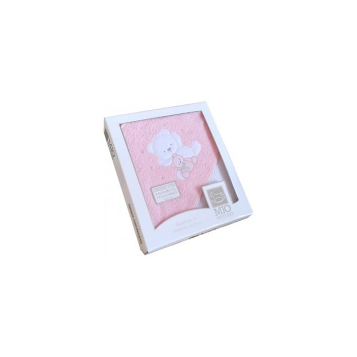 Accappatoio triangolo telo spugna Mio Piccolo bimba neonato ricamo orsetto rosa TU